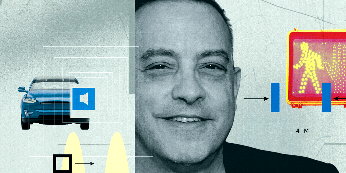 A graphic illustrating sound waves emanating from an electric vehicle, with question marks and noise symbols interspersed.