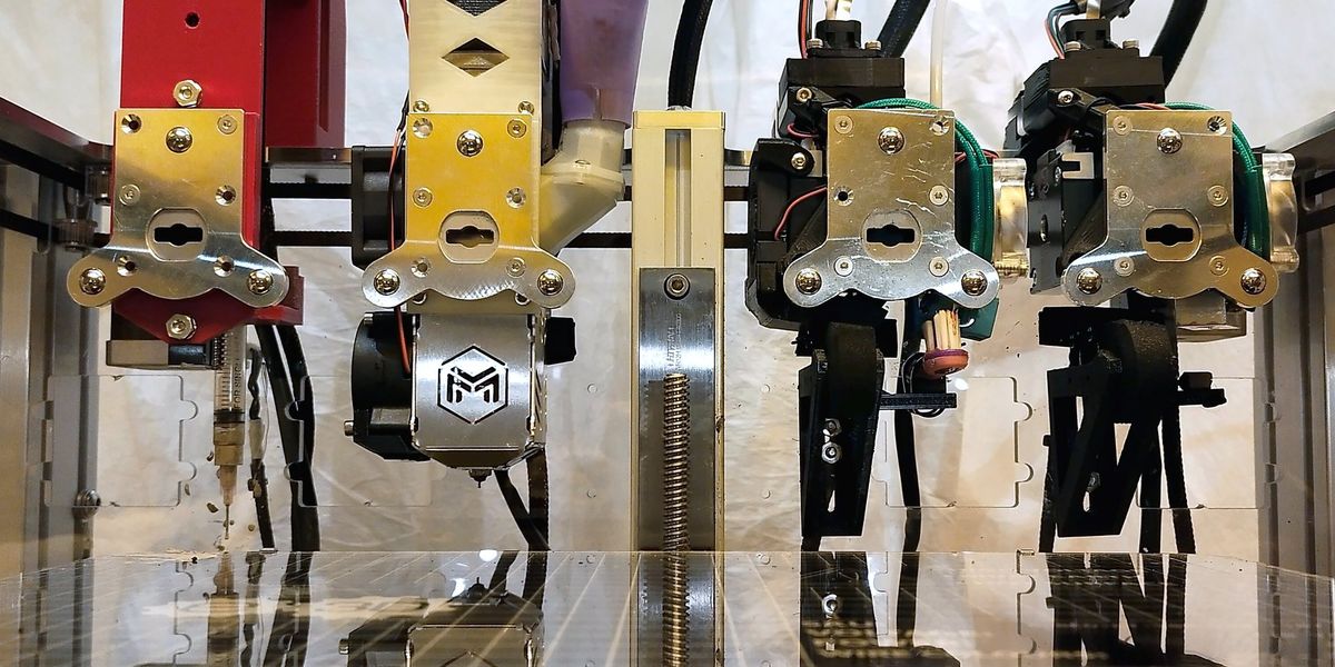 MIT multimaterial 3D printer assembling a linear electric motor with tools swapping mid-print