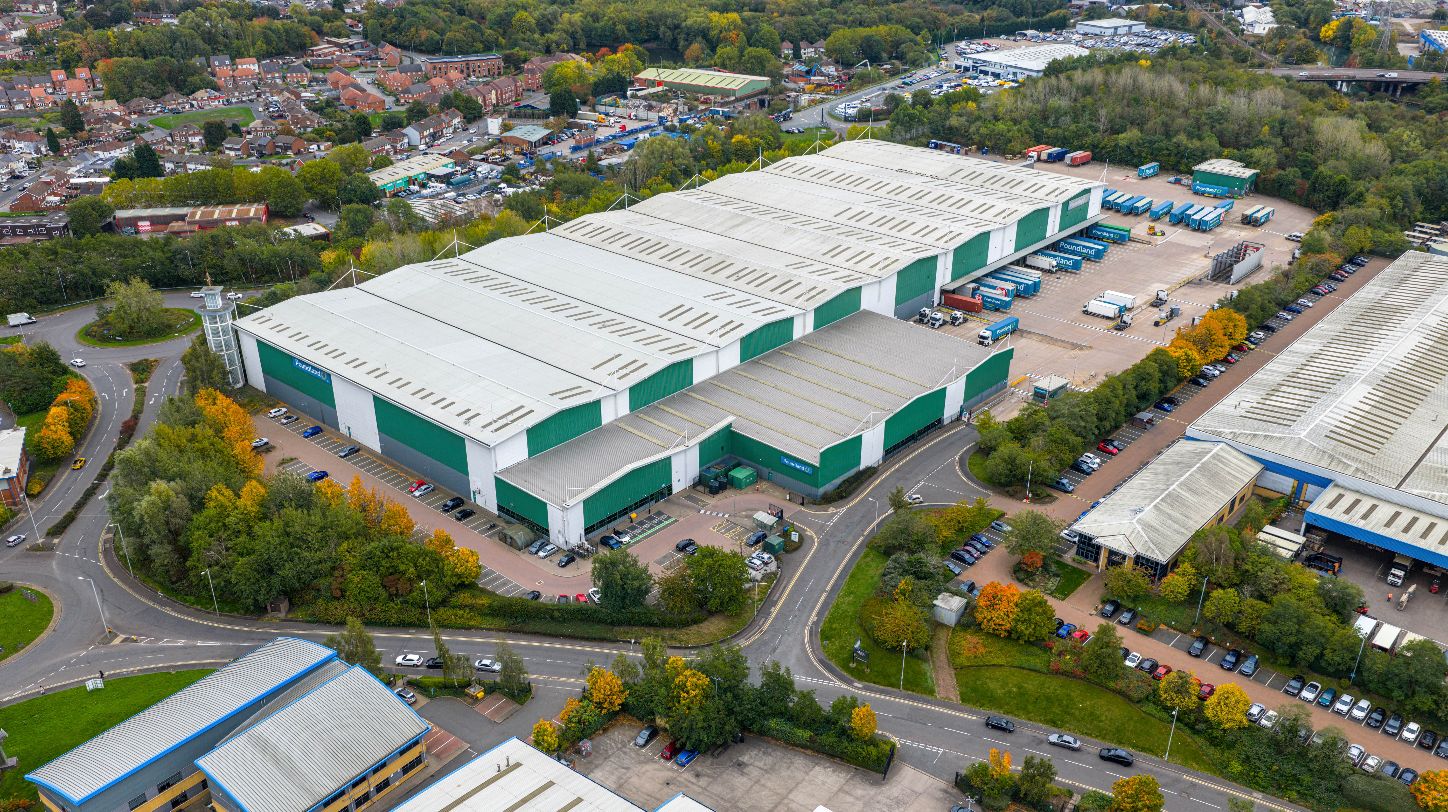 Exterior view of a modern industrial distribution warehouse.