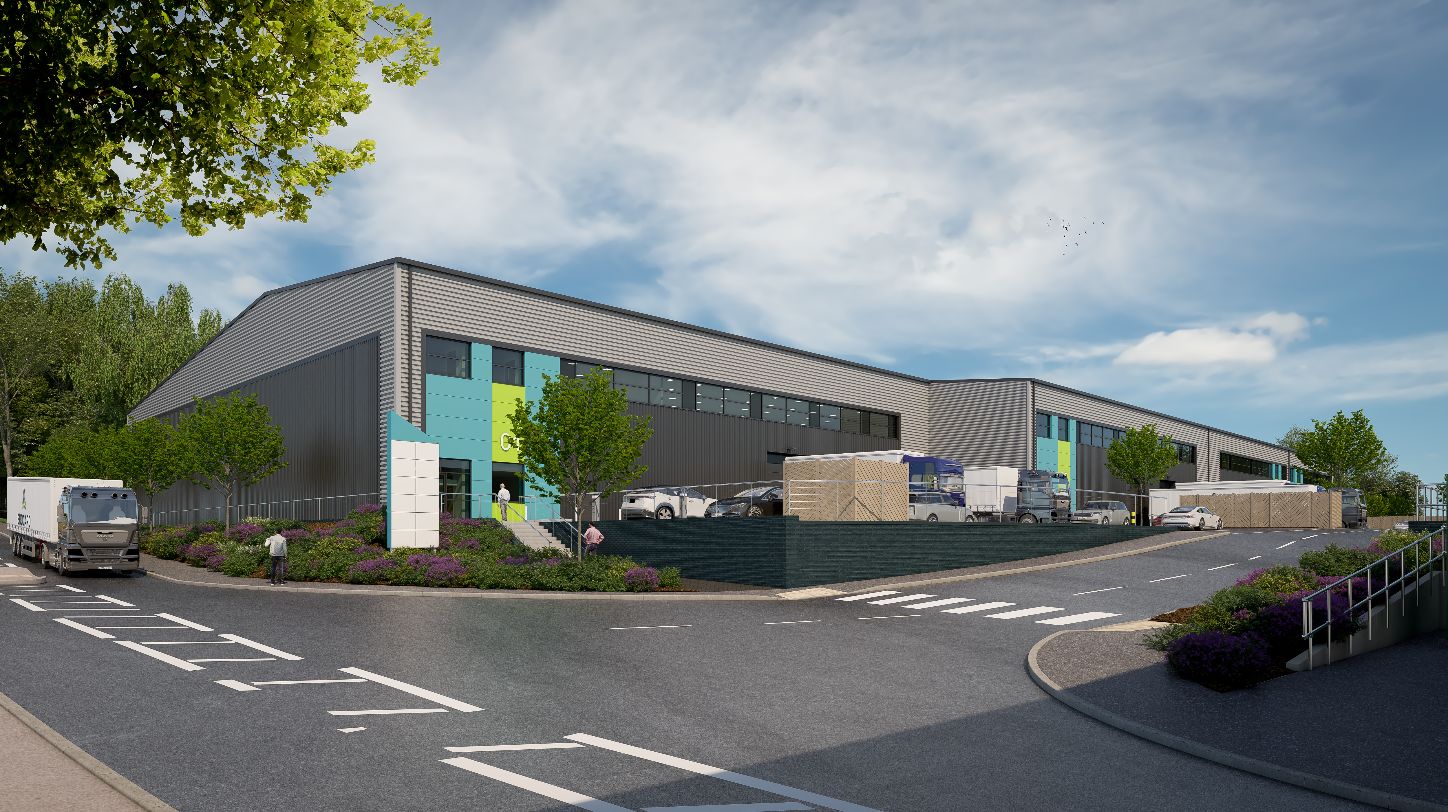 Artist rendering of Central Point Walsall industrial units near M6 motorway