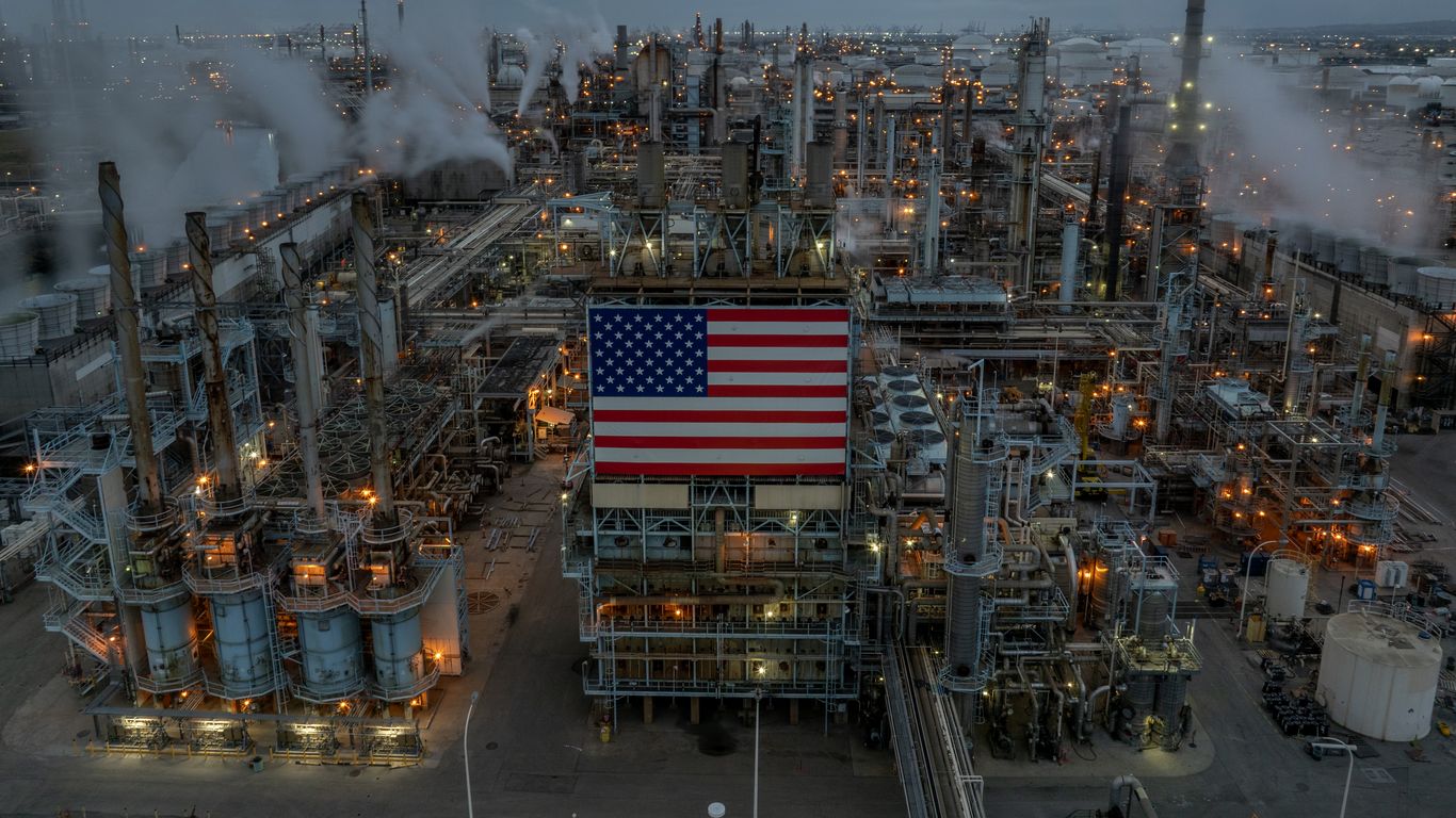 President Donald Trump speaking at a podium, with an American flag in the background.