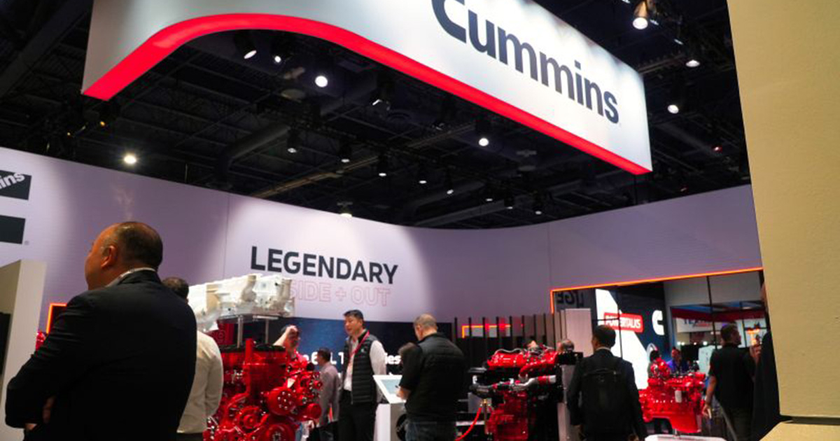 Cummins logo displayed on a modern building facade