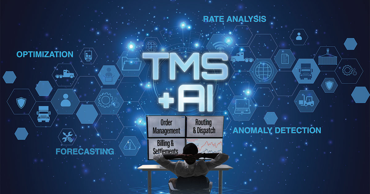 Dashboard of a Transportation Management System showing AI-driven analytics and alerts.