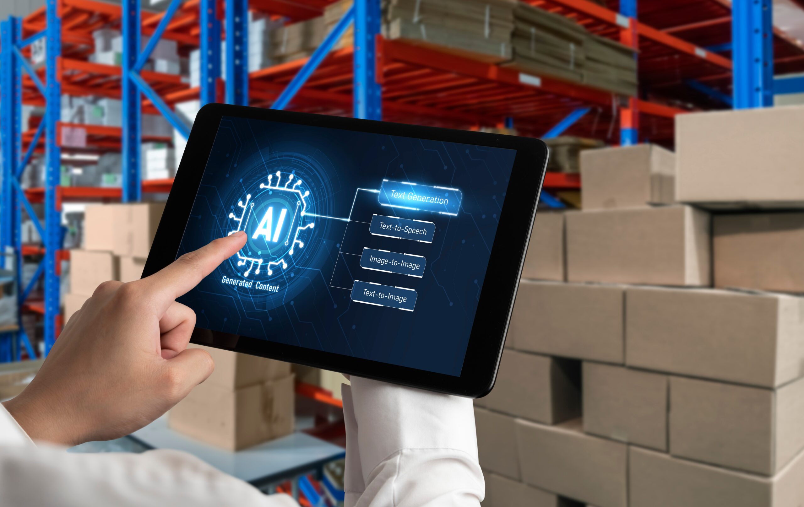 Swarm of digital AI agents rerouting delivery trucks around traffic in a dynamic city map