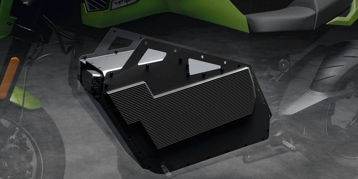 Verge TS Pro motorcycle with signature hubless rear wheel and Donut Lab solid-state batteries