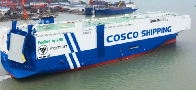 Foton trucks loaded on LNG carrier Kai Yuan Kou heading to South America